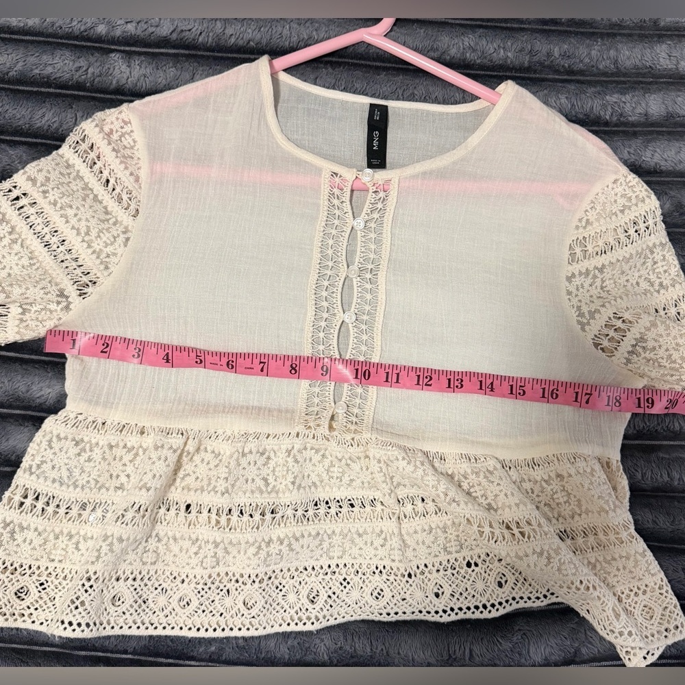 Mango Cream Lace Detail Blouse - Picture 10 of 11